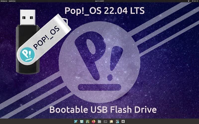 POP!_Os Linux 22.04 LTS OS 64Bit Bootable USB Flash Drive / System76 - Image 1 of 3
