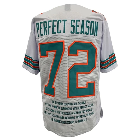 PERFECT SEASON Miami Dolphins WHITE Jersey M-5XL Unsigned Custom Sewn Stitched Cover