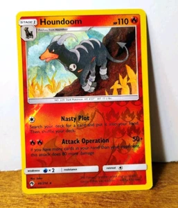 POKEMON HOUNDOOM 46/214 REVERSE HOLO RARE LOST THUNDER MP - Picture 1 of 5