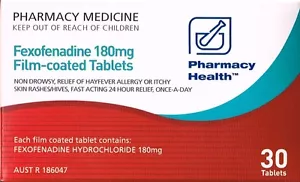 PH FEXOFENADINE 180MG 30 TABLETS HAYFEVER&ALLERGY RELIEF SAME AS TELFAST - Picture 1 of 2