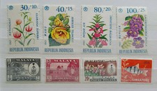 8 Pieces UNUSED Singaopore Malaya Malaysia & Indonesia Stamps