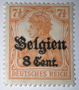 Travelstamps: Germany Offices in Belgium Stamps, 8c on 7 1/2pf, OP MOGH Wmk - Picture 1 of 6