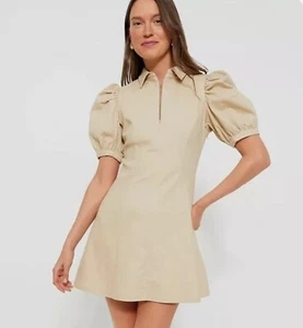Hyacinth House Tuckernuck Size XL Beige Sand Front Zip Denim Mini Dress NWT - Picture 1 of 9