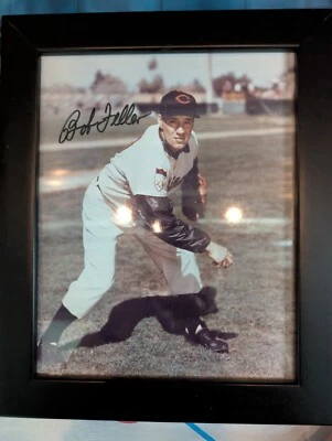 MLB Cleveland Indians HoF Bob Feller Signed Framed 8x10 Baseball Photo - Image 1 of 3