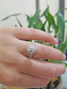 REAL 14k White Gold 1.34 CT Diamonds Ladies Ring Women Size 7 Engagement Wedding - Picture 1 of 7