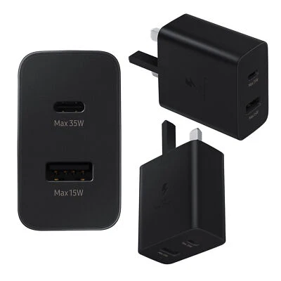 Enchufe adaptador súper rápido oficial Samsung 35W Duo USB-A USB-C EP-TA220 solo enchufe Foto 1 de 4