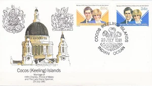 W COCOS ISLANDS 0073-74 FDC PRINCE CHARLES ROYAL WEDDING FIRST DAY COVER - Picture 1 of 1