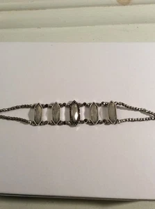 LUCKY BRAND BRACELET CLEAR TO WHITE LONG STONES, DBL STRAND SILVER $45 #147a - Picture 1 of 1