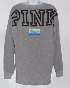 Victoria's Secret Pink French Terry Varsity Logo Crew Clay Gray XS NWT - Picture 1 of 2