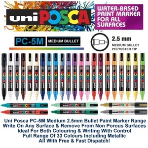 Plumas marcadoras de pintura de color Uni Posca PC-5M vidrio metálico 2,5 mm punta de bala mediana pluma - Imagen 1 de 1
