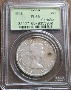 Canada 1958 $1 Silver Dollar PCGS PL 66 Proof like OGH Old Green Holder - Picture 1 of 2