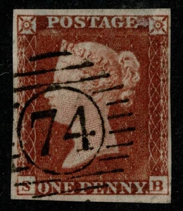 1841 1d Red Pl 157 SB 4m Crisp London District '74' VGU Cat. £40.00 - Picture 1 of 1