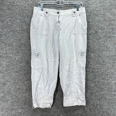 Pantalones cargo White House Black Market para mujer 6 gris tiro medio frente plano algodón Foto 1 de 4