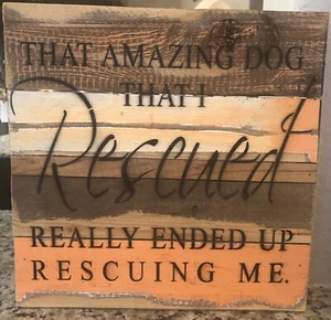 Sweet Bird & Co Dog Rescue Wood Sign Dog Large reclaimed wood 12x12 Wall Hanging - Picture 1 of 2