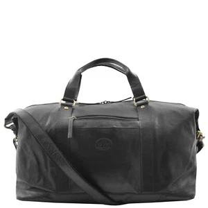 Genuine Leather Overnight Weekender Gym Travel Cabin Bag Holdall Airplane Black - Picture 1 of 7