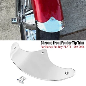 Chrome Smooth Front Fender Tip Trim For Harley Fat Boy FLSTF 1989-2006 2004 2005 - Picture 1 of 17