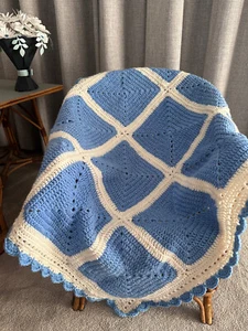 100% Australian Wool Handmade Crochet Baby Blanket Car, Cot, Floor, Pram - Picture 1 of 5