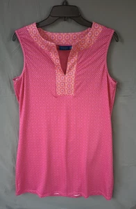 Womens Cabana Life Sleeveless Tunic Dress Geo Pattern Fuchsia Dress Size L - Picture 1 of 13