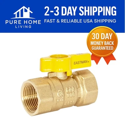 3/4 in FIP Brass Gas Shutoff Valve - 600 PSI, Compact Design for Reliable Use - Image 1 of 4