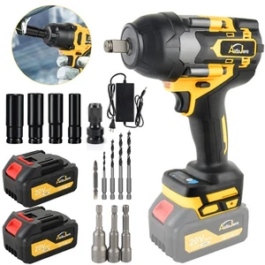 1/2" 800Nm Cordless Electric Impact Wrench W/ 2 Li-ion Battery Brushless Tool - Picture 1 of 37