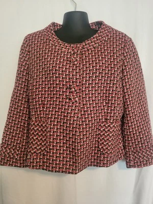 Chaqueta Ann Taylor Loft Roja Negra y Crema Talla 12, Blazer Corto Foto 1 de 4