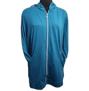 Catherines Womens Teal Full Zip Knit Hoodie 2X 22/24W Long Length - Picture 1 of 3