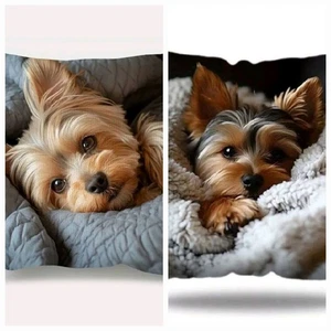 2 X Fundas de Cojín YORKSHIRE TERRIER Cachorro Perro Cojines Decorativos Yorkie Perros - Imagen 1 de 5