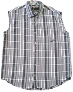 Tony Hawk Plaid Button Up With Cutoff Sleeves (XL) - Picture 1 of 5