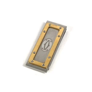 CARTIER Logo Santos Combi Wallet Money clip SS Silver/Gold - Picture 1 of 9