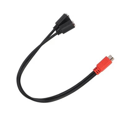 MINI DIN 6 Pin Male To 2 MINI DIN 6 Pin Female Cable Red Black Head MINI DIN New - Image 1 of 4
