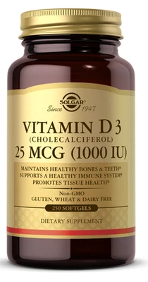 Vitamin D3 25 mcg (1000 IU) 250 Weichkapseln Solgar