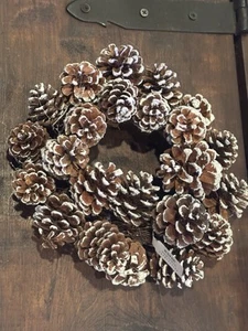 Pottery Barn Frosted Pinecone Wreath Ornament Or Candle Ring NEW - Picture 1 of 3