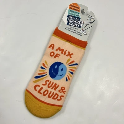 Calcetines deportivos azules Q para mujer novedosos al tobillo una mezcla de sol y nubes talla 9-13 Foto 1 de 4