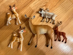 Vintage Hirsch Hartplastik Gummi beflockt 5 Stück braun weiß hellbraun - Bild 1 von 5