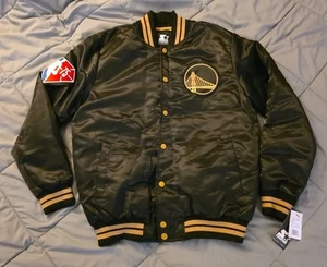 Golden State Warriors GSW Starter Black Label Satin Jacket Bomber Rakuten Large  - Picture 1 of 11