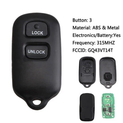 For 2003 2004 2005 2006 2007 2008 Toyota Matrix Corolla Remote Key Fob GQ43VT14T - Imagem 1 de 4