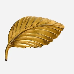 Broche vintage Lisner Leaf firmado en tono dorado de 2 pulgadas - Imagen 1 de 3