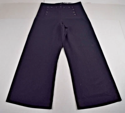 Vintage Navy Issue Pants W34 L28 1982 Black Button Front Adjustable Tie jnco - Image 1 of 4
