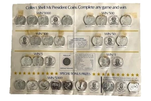Juego de monedas Shell Mr. President vintage, tarjeta, más 59 monedas duplicadas, + misc. - Imagen 1 de 4