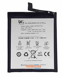 Bateria BQ Aquaris X5 PLUS 3200 mAh voltaje 4.4v High quality - Imagen 1 de 1