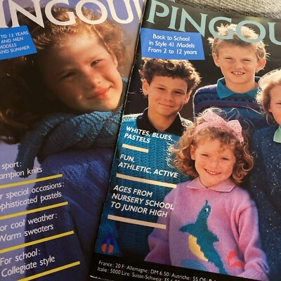 Lot of 2 Pingouin Knitting Magazines Kids Boys Girls Knit Patterns Sweaters - Image 1 of 3
