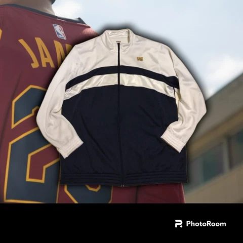 Vintage Lebron James Nike Full Zip Track Warm Up Jacket Silky White Navy Men XXL Cover