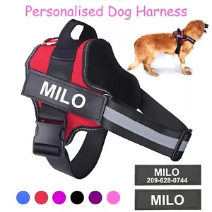 More details for personalised dog harness no pull reflective breathable puppy vest padded handle