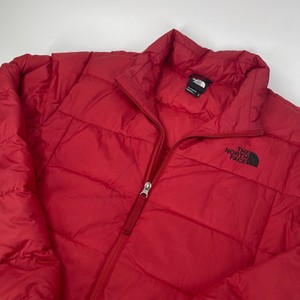 red bubble north face jacket