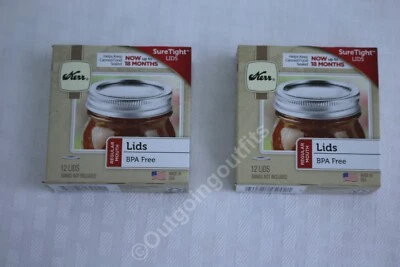 NUEVO Kerr Tapas Bucales Regulares Sin BPA Tapas Apretadas Seguro 24 Tapas en Total, 2 cajas Foto 1 de 4