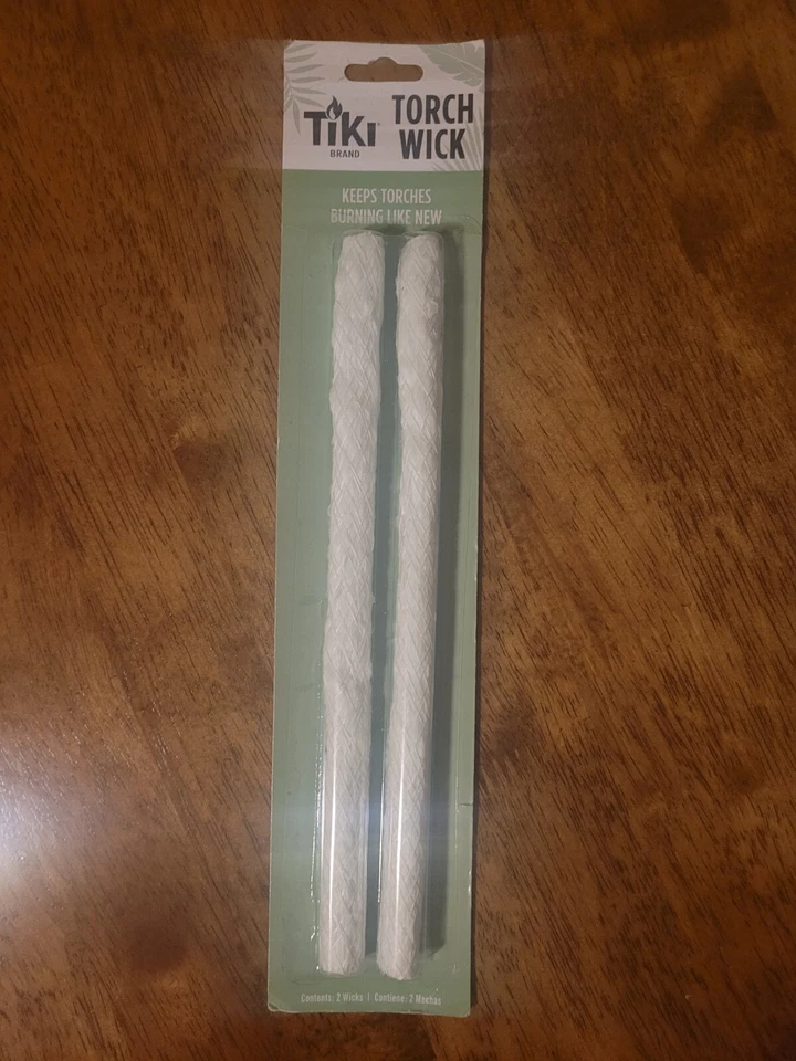 Tiki Torch Wick Long Life Fiberglass Replacement White Wicks 2 Pack 9"