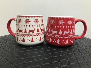 PRIMA CUCINA ITALY RENO ROJO NAVIDAD DOS TAZAS APTO PARA LAVAVAJILLAS NUEVO - Imagen 1 de 4