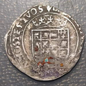 IMPERIO ESPAÑOL PAISES BAJOS AMBERES CARLOS V CARLOS I ESPAÑA 1/2 ZILVEREN REAAL - Picture 1 of 2