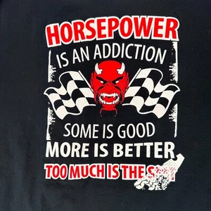 Just Dirt Racewear Horsepower Addiction Men Racing T-Shirt XL Black Graphic - Picture 1 of 10