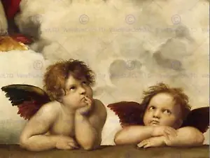 RAPHAEL SISTINE MADONNA GROUP OF ANGELS OLD MASTER ART PAINTING PRINT 2609OM - Picture 1 of 2
